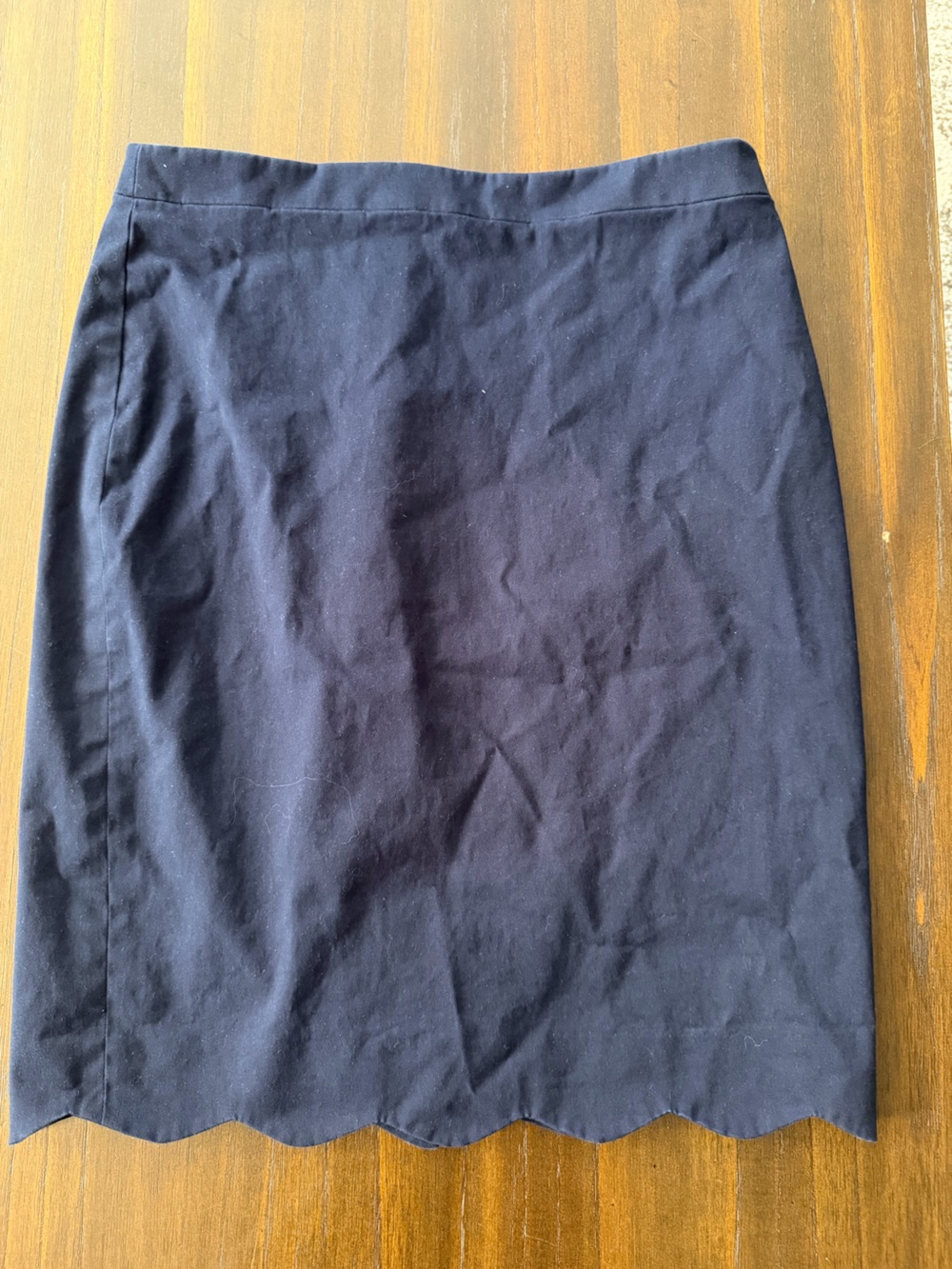 J. Crew Navy Scalloped Hem Pencil Skirt